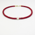 Collar de coral natural y perlas de río tamaño mini #4♥ Longitud: 44cm