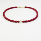 Collar de coral natural y perlas de río tamaño mini #4♥ Longitud: 44cm