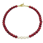 Collar de coral natural y perlas de río tamaño mediano #8