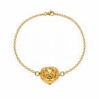 Pulsera de eslabones en bronce con baño de oro de 24K y dije de perro Golden de Polen wear.