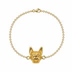 Pulsera con dije de perro Bulldog Francés en baño de oro de 24K de Polen wear.