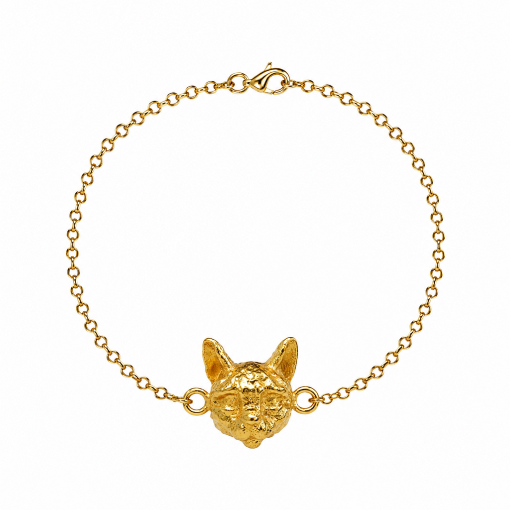 Set con dije de Gato Bengalí en baño de oro de 24K de Polen wear