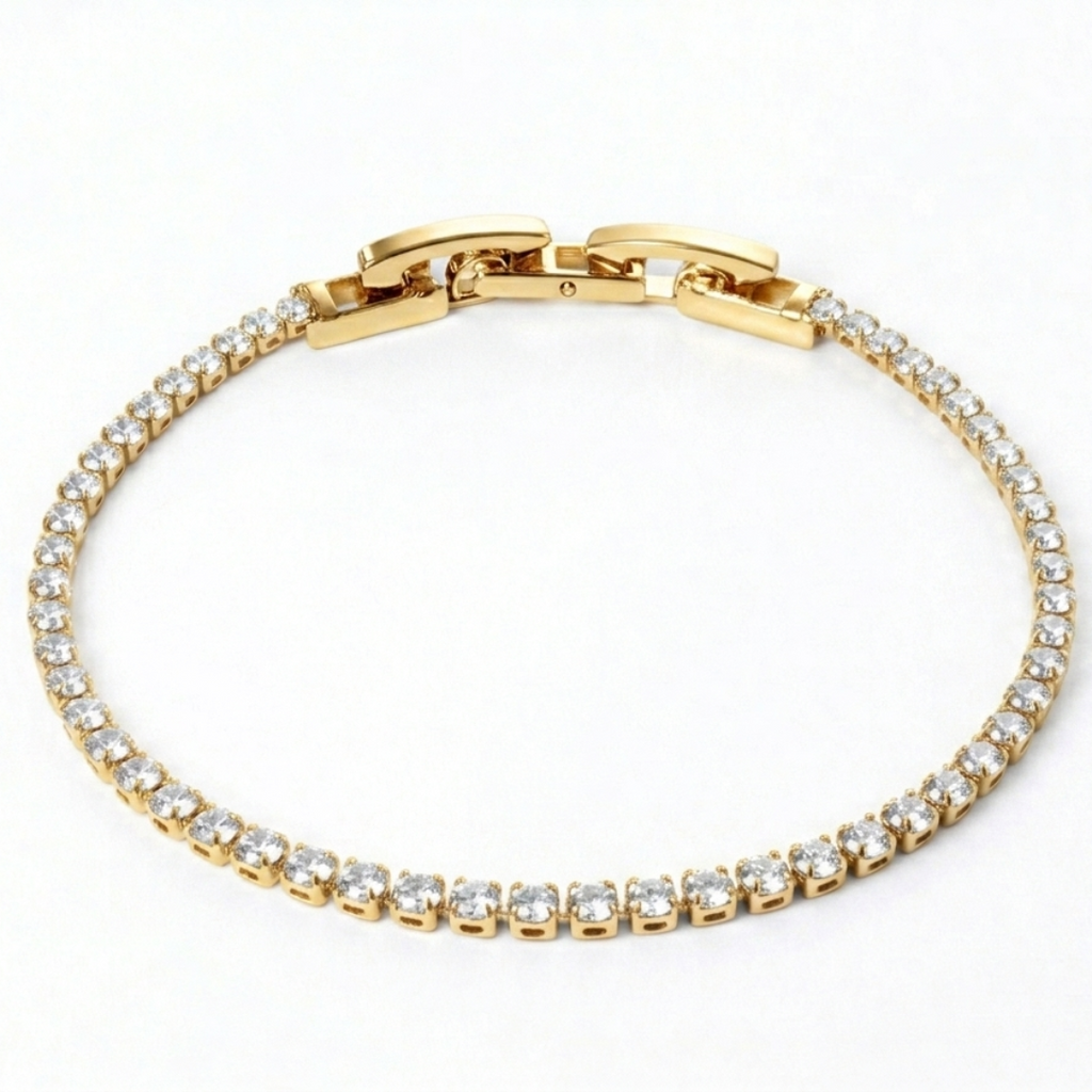 Pulsera Rodio Dorada con Circones Blancos de Polen wear