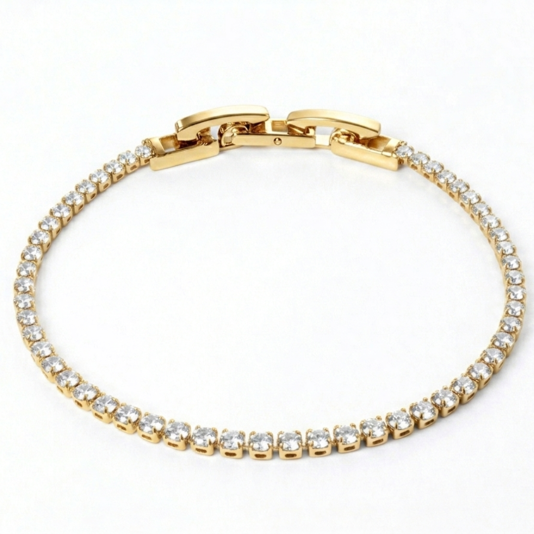 Pulsera Rodio Dorada con Circones Blancos de Polen wear