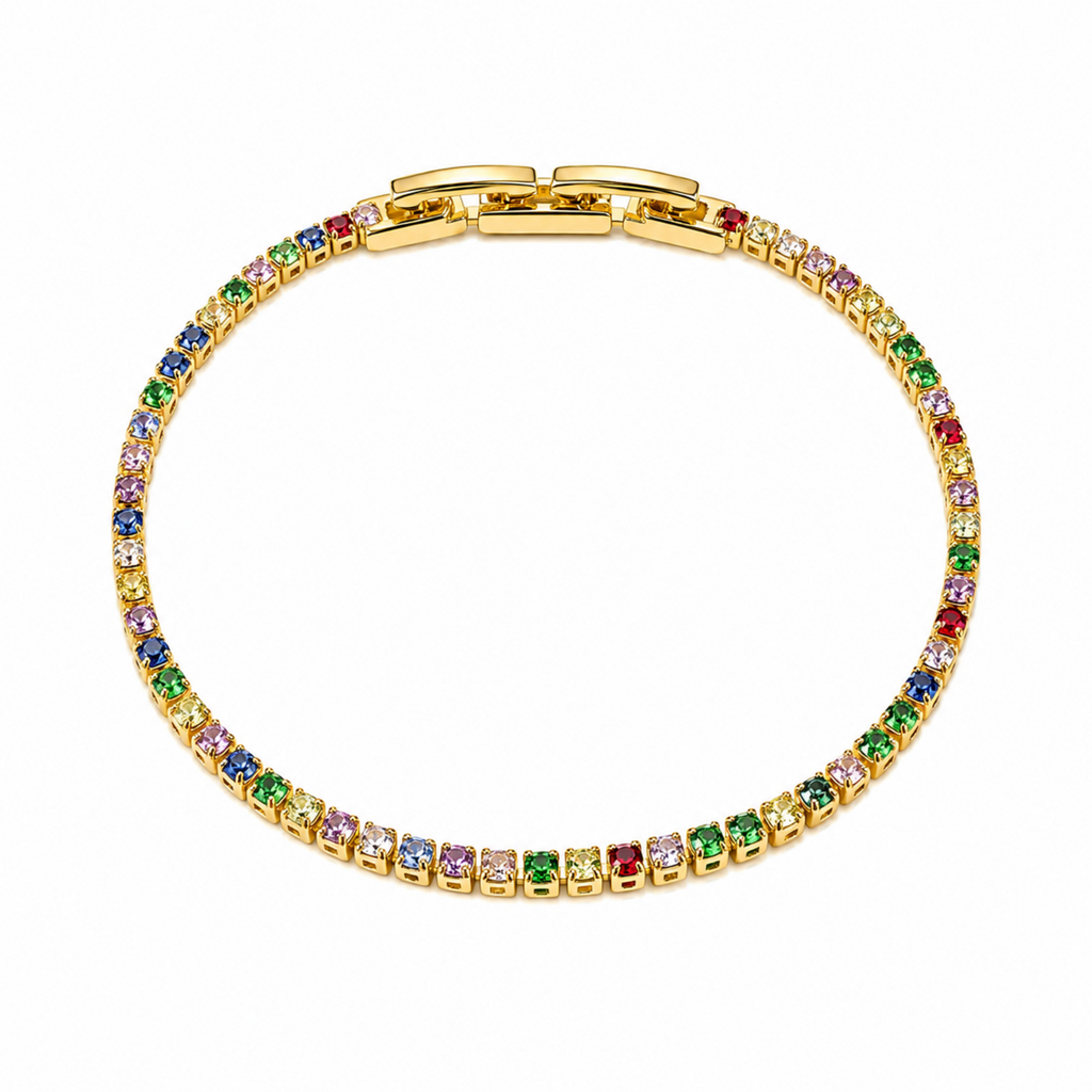 Pulsera Rodio Dorada con Circones Multicolor de Polen wear