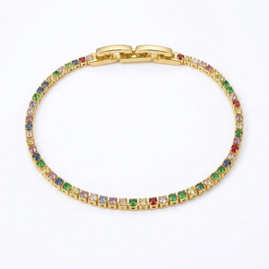 Pulsera Rodio Dorada con Circones Multicolor de Polen wear