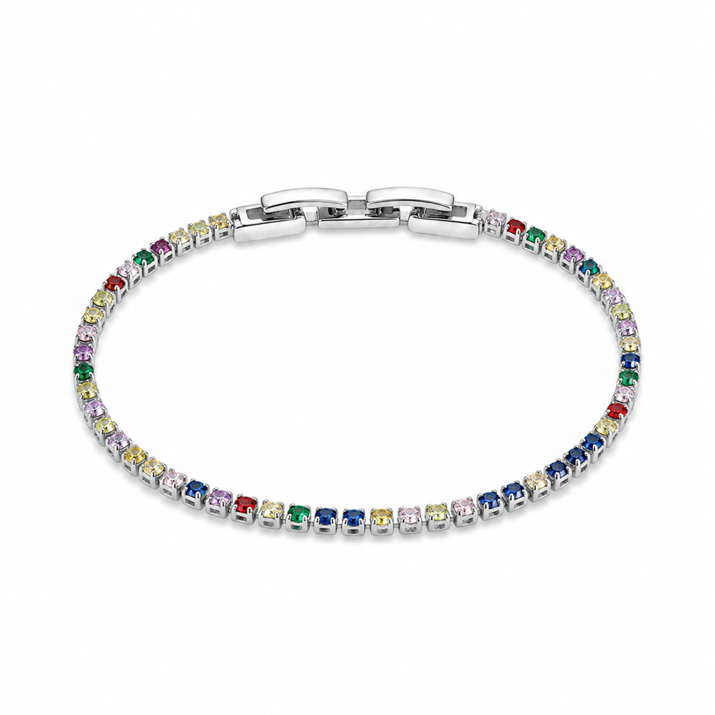 Pulsera Rodio Plateada con Circones Multicolor de Polen wear