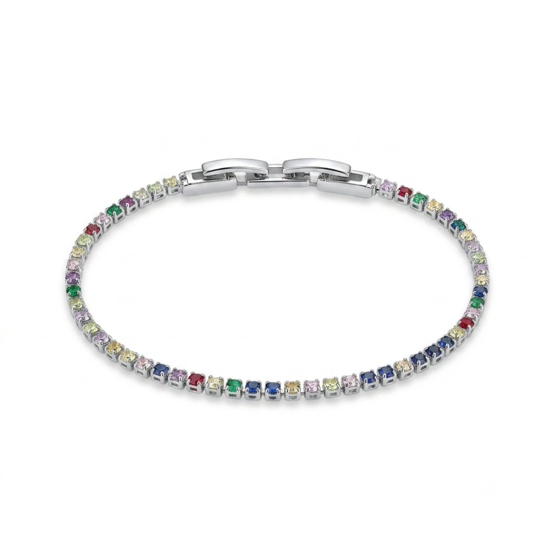 Pulsera Rodio Plateada con Circones Multicolor de Polen wear