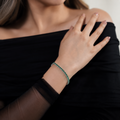 Pulsera Rodio Plateada con Circones Esmeralda de Polen wear