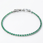 Pulsera Rodio Plateada con Circones Esmeralda de Polen wear
