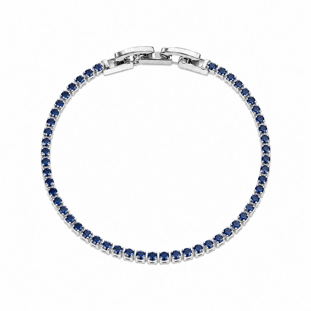 Pulsera Rodio Plateada con Circones Zafiro de Polen wear