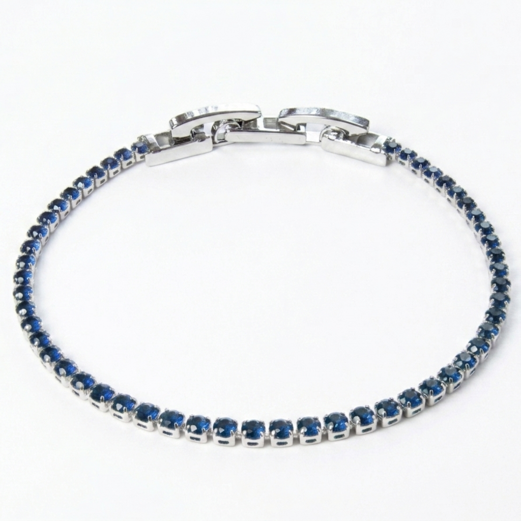 Pulsera Rodio Plateada con Circones Zafiro de Polen wear