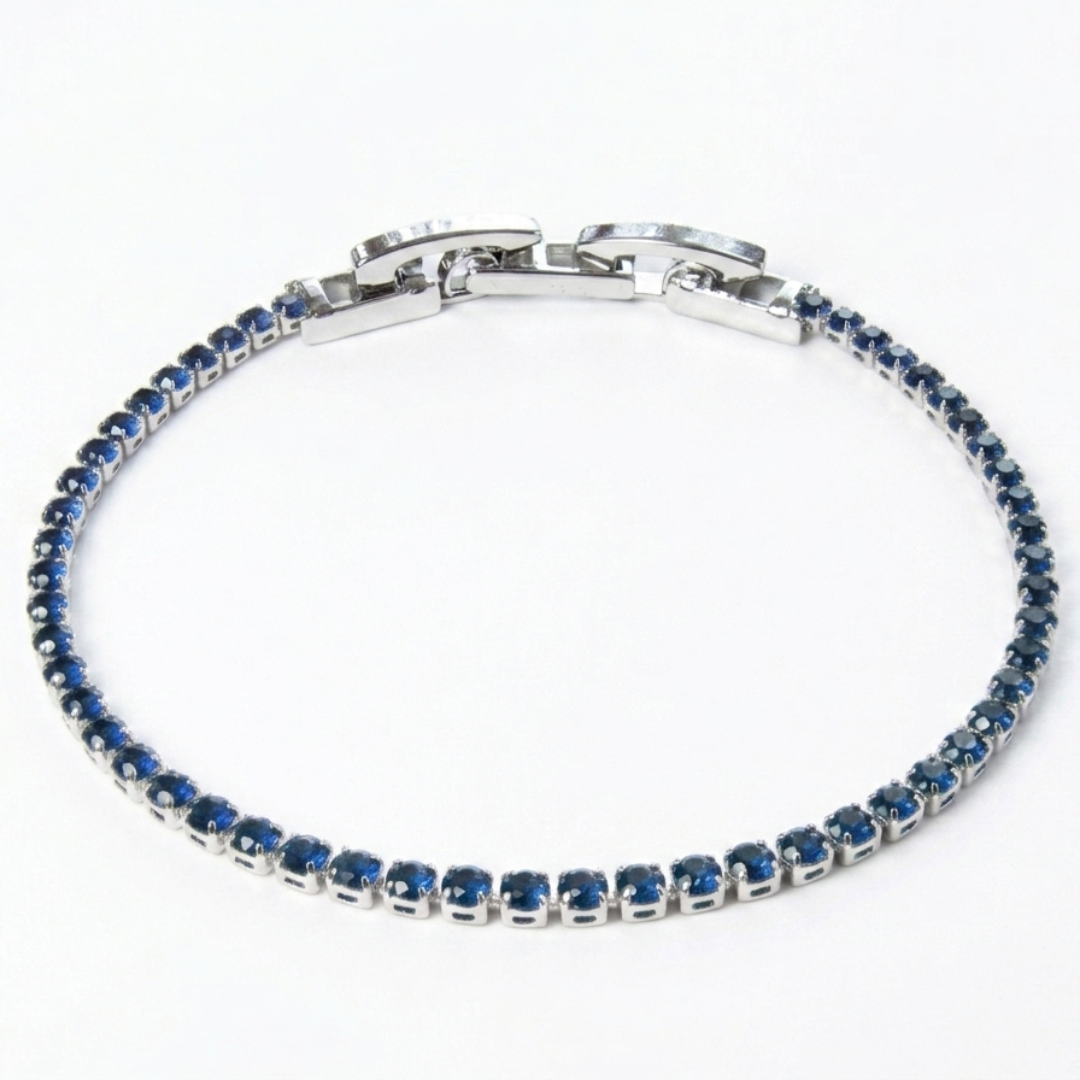 Pulsera Rodio Plateada con Circones Zafiro de Polen wear