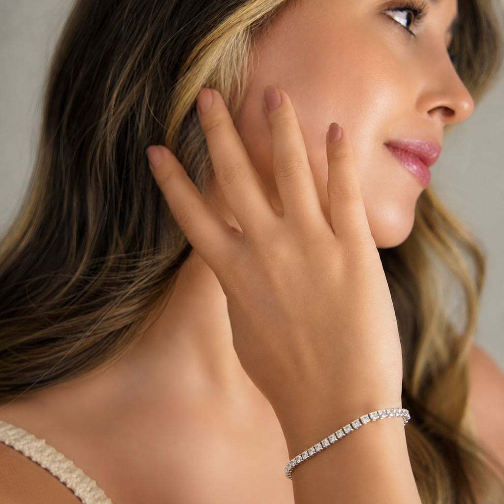 Pulsera Rodio Plateada con Circones Blancos de Polen wear