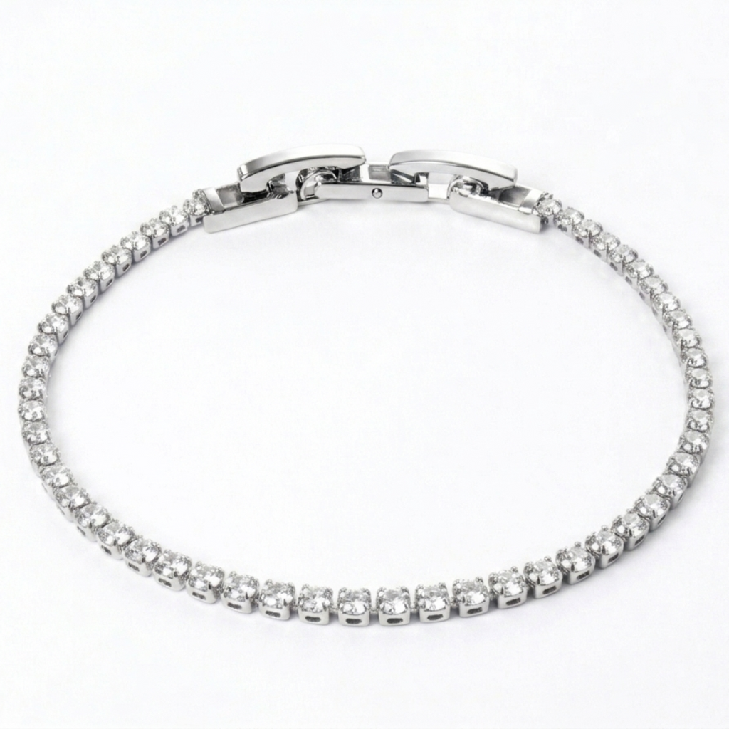 Pulsera Rodio Plateada con Circones Blancos de Polen wear
