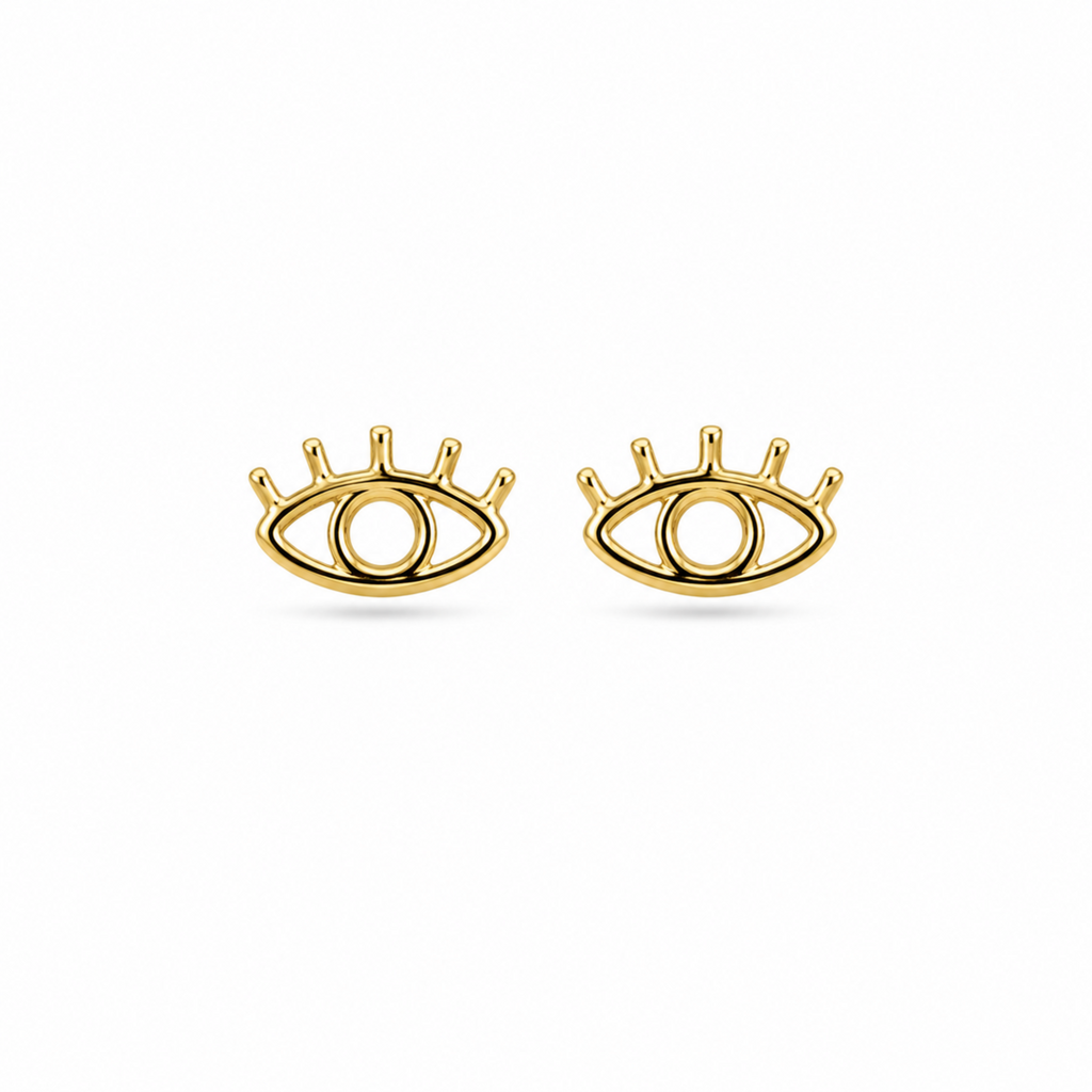 Aretes tipo topo mini en forma de ojo turco protector en covergold dorado de Polen wear