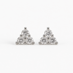 Aretes tipo topo mini en forma de triángulo Mithril plateado con zircones de Polen wear