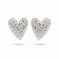Aretes tipo topo en forma de corazón con textura corrugada en baño de plata de Polen wear