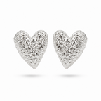 Aretes tipo topo en forma de corazón con textura corrugada en baño de plata de Polen wear