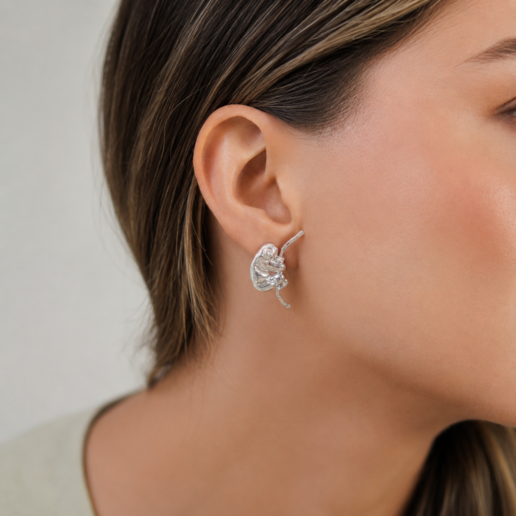 Aretes de perezoso en bronce con baño de plata de Polen wear