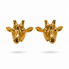Aretes tipo topo medianos en forma de jirafa en bronce con baño de oro de 24K de Polen wear