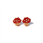 Aretes tipo topo en forma de hongo tejidos a mano en mostacilla de Polen wear