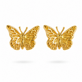 Aretes tipo topo en forma de silueta de mariposa en bronce con baño de oro de 24K de Polen wear